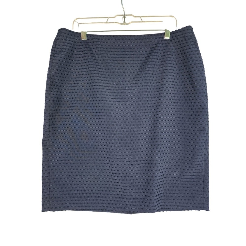 Banana Republic 14 Navy Textured Pencil Skirt Career Capsule Preppy Old Money